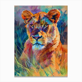 Masai Lion Lioness On The Prowl Fauvist Painting 2 Canvas Print