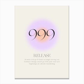 Angel Number 999 Release Canvas Print