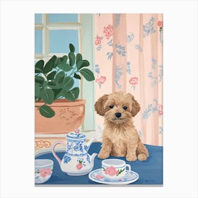 Animals Having Tea   Puppy Dog 0 Canvas Print