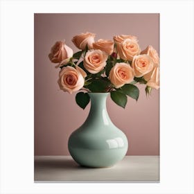 A Vase Of Pink Roses 29 Canvas Print