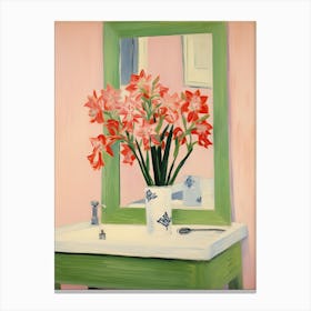 Bathroom Vanity Painting With A Gladiolus Bouquet 2 Canvas Print