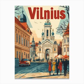 Aihrgdesign A Retro Travel Poster For Vilnius 3 Canvas Print