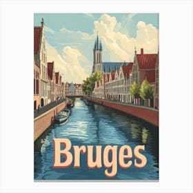 Aihrgdesign A Classic 1960s Travel Poster For Bruges 2 Canvas Print