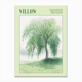 Willow Tree Atmospheric Watercolour Painting 8 Poster Canvas Print