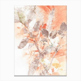 Red Brown Botanical Leaves Canvas Print