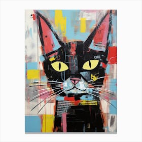 Ink and Purr: Street Art with a Black Cat Twist Canvas Print