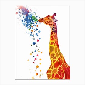 Giraffe Eating Berries Watercolour Abstract 1 Canvas Print