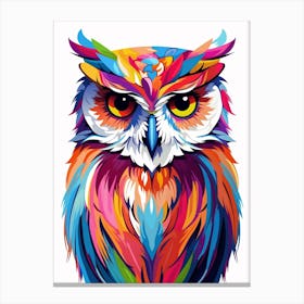 Colourful Geometric Bird Eastern Screech Owl Canvas Print