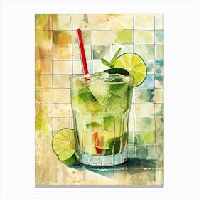 Mojito Watercolour Tiled 2 Canvas Print