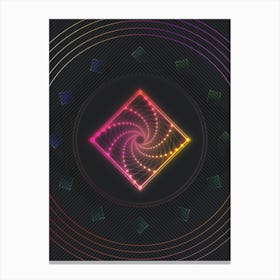 Neon Geometric Glyph in Pink and Yellow Circle Array on Black n.0084 Canvas Print