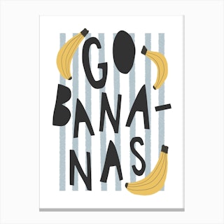 Go Bananas Blue Black & Yellow Canvas Print