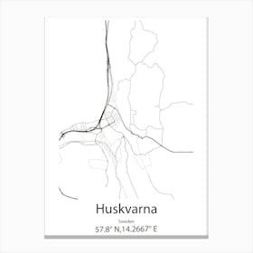 Huskvarna,Sweden Minimalist Map Canvas Print