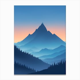 Misty Mountains Vertical Composition In Blue Tone 205 Canvas Print