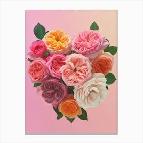 English Roses Painting Rose In A Heart 2 Canvas Print
