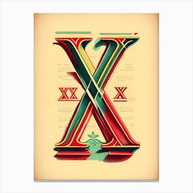 X, Letter, Alphabet Vintage Sketch 3 Canvas Print