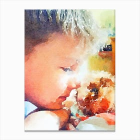 Watercolor Of A Little Boy Canvas Print