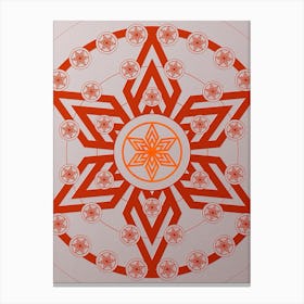 Geometric Abstract Glyph Circle Array in Tomato Red n.0293 Canvas Print