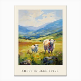 Sheep In The Highlands Impressionsim Style Canvas Print