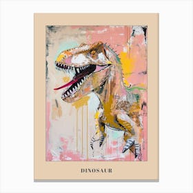 Graffiti Mustard Pastel Dinosaur Paint Splash Portrait 3 Poster Canvas Print