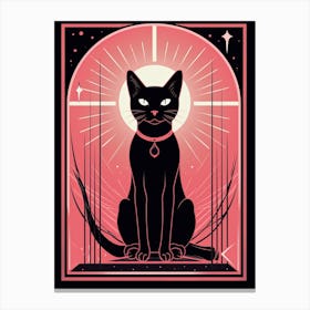 The Hierophant Tarot Card, Black Cat In Pink 1 Canvas Print