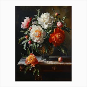 Baroque Floral Still Life Peony 4 Canvas Print