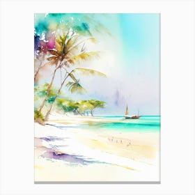 Diani Beach Kenya Watercolour Pastel Tropical Destination Canvas Print