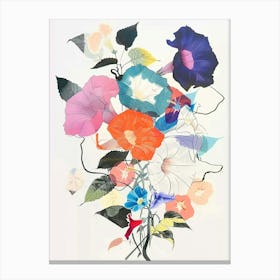 Morning Glory 4 Collage Flower Bouquet Canvas Print