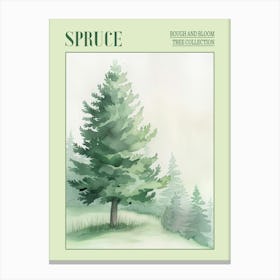 Spruce Tree Atmospheric Watercolour Painting 1 Poster Canvas Print