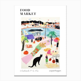 The Food Market In Copenhagen 6 Illustration Poster Canvas Print