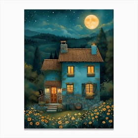 House At Night Canvas Print