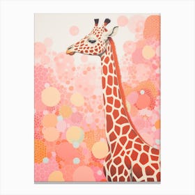Giraffe Pastel Pink Pattern Portrait Canvas Print