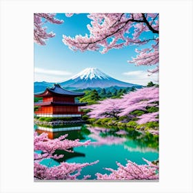 Cherry Blossoms In Japan Cherry Blossoms Mount Fuji Japan 1 Canvas Print