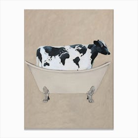 Cow In Bathtub Canvas Print