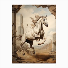 A Horse Painting In The Style Of Trompe L Oeil 2 Canvas Print