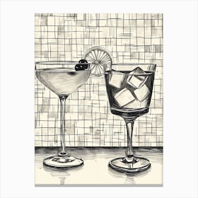 Linework Sketch Of Cocktails Canvas Print