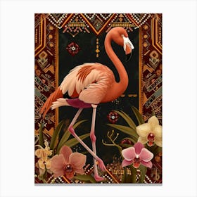 Greater Flamingo And Orchids Boho Print 2 Canvas Print