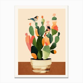 Cactus & Birds 2 Canvas Print