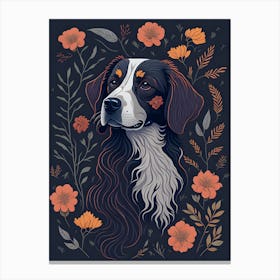 Floral Dog Portrait Boho Minimalism (31) Canvas Print