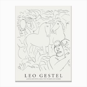 Leo Gestel Landscape With A Man, Two Women And Horses Canvas Print