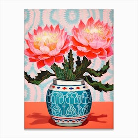 Cactus Painting Maximalist Still Life Gymnocalycium Cactus 2 Canvas Print
