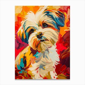 Maltese dog colourful painting Canvas Print