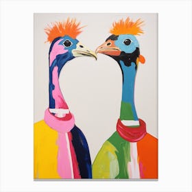 Colourful Kids Animal Art Ostrich 1 Canvas Print