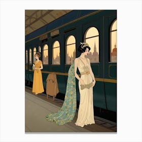 Two Women On A Train Canvas Print