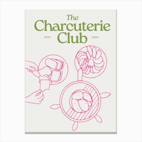 The Charcuterie Club Print Green & Pink Canvas Print