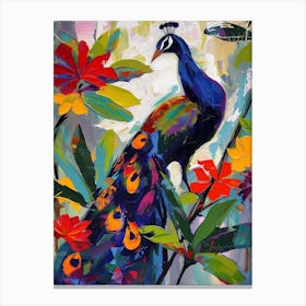 Peacock On The Branches Painting 2 Canvas Print