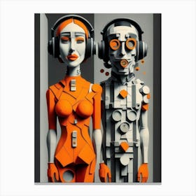 Robot Couple Canvas Print