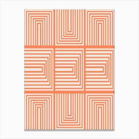 Mid Century Modern Aesthetic Geometric Lines Art in Orange Canvas Print