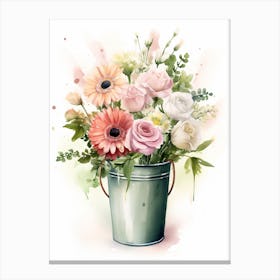 Flowers Bouquet In A Bucket With Water Canvas Print