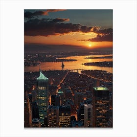 Sunset In New York City Canvas Print