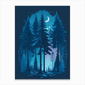 A Fantasy Forest At Night In Blue Theme 71 Canvas Print